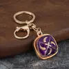 Llavero cuadrado de esmalte estilo étnico con incrustaciones de diamantes, colgante para bolso de aleación con patrón de esmalte, regalo de recuerdo de viaje al por mayor