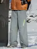 Pantalones de Algodón Funcionales Rectos para Exterior, Estilo Otoño e Invierno, Pantalones Casuales de Trabajo Color Block con Cremallera, Pantalones Largos Cálidos y Gruesos
