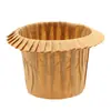 Forno de assar forma de papel para bolo 30 cartola Chapéu de palha Cup Filme de renda Cup Forma para muffin branco Marrom