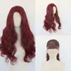 Peluca de encaje rizada y ondulada de color rojo, directo del fabricante, peluca de fibra sintética de alta temperatura con encaje frontal 13*4