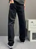 Jeans Rasgado Preto da Moda com Strass, Estilo Verão Unissex, Calça Casual Slim Reta