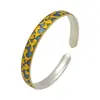 Pulsera Exquisita de Regalo para Mujer Fushi Plata Pura 999 Lujosa 8N Oro Antiguo Esmalte Patrón de Hierba Tang Doble Extremo