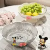 Plato de Frutas con Forma de Pétalo con Borde Plateado para Hogar Sala de Estar Mesa de Café Gran Capacidad Transparente Plato para Snacks Dulces Frutas Plato con Patas Altas Plato Drenante