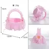 Novo Cesto de Flores Pequeno de Renda Estilo Ocidental Cesta de Flores para Daminha de Casamento Mini Cesta de Flores Portátil Cesta de Flores com Flor Artificial e Laço