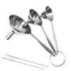 Embudo de acero inoxidable, juego de tres piezas, mini embudo pequeño para aceite, vinagre, vino, especias, aceite esencial, relleno de salsa, fugas de aceite doméstico, fugas de vino