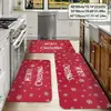 Felpudo de decoración navideña transfronterizo, alfombrilla de cocina de terciopelo de cristal, absorbente de agua y aceite, antimanchas, alfombra de fácil cuidado