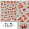 Redanco nuevo 5D relieve rojo neto lazo pegatinas de uñas estéreo pegatinas de uñas al por mayor Z-2749