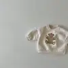 Roupas Infantis Estilo Coreano Outono Inverno Bebê Recém-nascido Macio Fofo Ursinho Forrado com Lã Capuz Estiloso Tendência Roupas Infantis de Manga Longa com Desenho