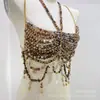 Cadena para el Cuerpo Hecha a Mano con Cuentas Transfronteriza, Top Halter de Perlas, Transmisión en Vivo de Discoteca, Ropa de Perlas para Chicas Atrevidas al por Mayor