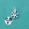 Colgante de Joyería de Plata S925 Plata Tailandesa Plata Lisa Colgante Pequeño de Copo de Nieve Material para Cuentas DIY Accesorios para Pulseras Colgante para Anillo