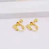 Cobre puro color oro 18K retenedor de color clip de oreja de tornillo ajustable en forma de U pin de oreja convertidor de clip de oreja accesorios para aretes DIY