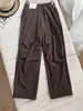 Outono e Inverno Novos Calças Parachute Grossas com Veludo Interno à Prova de Vento Quentes Cintura Elástica Roupa de Trabalho Solta Calças Longas Femininas Calças de Montanhismo