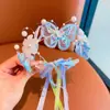 Tiara de Cabelo Super Fada Infantil, Grampo de Cabelo Borboleta com Lantejoulas em Malha Dupla Camada, Acessório de Cabelo Fofo e Fresco, Acessório de Cabelo em Tecido de Pérola