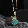 Tiktok mismo estilo nacional Festival de Medio Otoño conejo acero de titanio cadena clavícula collar para todo fósforo que no se desvanece joyería collar femenino al por mayor