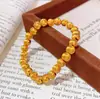 Tienda de Oro Mismo Estilo Arena Dorada Vintage Cepillado Ojo de Gato Pulsera de Cuentas Redondas Pulsera de Cuentas de la Suerte Estilo Chino Regalo para Novia