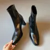 Primer Encuentro Ji Botas Versátiles Silenciosas para Adelgazar el Talón Uso Diario Botines de Tacón Alto Piel Suave Punta Fina Botas Elásticas Adelgazantes Nuevo Estilo Otoño Invierno