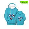 Blocos de construção digitais 3D impressão digital a cores Loose Hooded Sweater Primavera e Outono Roupas com capuz solto Adulto Hoodie