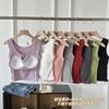 Primavera y Verano nuevo chaleco de botones para mujer elástico ajustado adelgazante deportivo fitness fondo corto interior con almohadilla para el pecho top