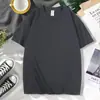 Camiseta de Algodão Pesado de Manga Curta com Ombros Ligeiramente Caídos, Cor Sólida Casual Tendência Marca Personalizada para Usar em Camadas