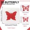 Mariposa tridimensional roja de una sola capa serie de San Valentín rosa amor calado mariposa pegatinas decorativas pegatinas de pared un juego de 12