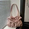 Bolsa de Mão com Bolinhas Estilo Coreano Bolsa Nuvem Bolsa Simples Doce Fresca de Ombro Único Design Plissado Bolsa Transversal Estilosa