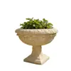 Vaso de Flor Escultura em Areia Artificial para Pátio de Villa, Redondo Esculpido para Exterior Resistente ao Tempo, Projeto Personalizado em Formato de Vaso Clássico