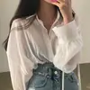 Elegante nova camisa leve de verão com colarinho e mangas compridas, solta e casual, camisa com proteção solar para ar condicionado