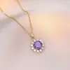 Collar para Mujer Transfronterizo Lujo Accesible Girasol Elegante Micro-Incrustado Diamante Estilo Collar Ins Popular Cadena Clavícula Accesorios