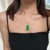 Colgante Guofeng Vintage de alta calidad Plata 925 Ágata Calcedonia Verde Natural de alta calidad