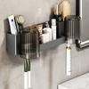 Estante para cepillos de dientes, soporte para vasos de gárgaras, sin perforaciones, para colgar en la pared, para baño, multifuncional, eléctrico, para guardar utensilios de dientes, para inodoro