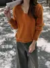Tienda Insignia Shanghai Danong / ¡Suéter Jersey de Cuello V Ultra Suave Cepillado Lavado de Lana Cachemira Seda 2026!