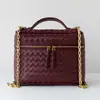 Mini Bolso Caja Tejido a Mano, Bolso de Alta Gama para Teléfono Móvil, Bolso Cuadrado Pequeño Versátil con Cadena, Bolso Cruzado de Hombro de Piel Genuina para Mujer