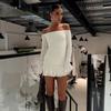 Vestido de Noche Sexy con Cuello de un Hombro Descubierto de Manga Larga Slim para Otoño e Invierno para Mujer Europeo y Americano Transfronterizo Vestido con Volantes