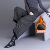Pantalones casuales de cuadros de pierna ancha para mujer, nuevo estilo otoño e invierno 2026, forrados de polar, corte holgado, adelgazantes, con buena caída, largo cropped, pantalones tipo globo