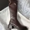 Botas Altas tipo Martin de Tacón Grueso Estilo Retro para Mujer, Novedad Otoño e Invierno 2025 Botas Altas Adelgazantes con Cremallera Lateral y Punta Cuadrada
