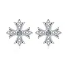 Pendientes de Moda de Plata de Ley S925 con Cruz de Moissanita Pendientes Elegantes de Moda Hip-Hop Punk Pendientes Versátiles de Nicho para Mujer