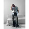 Jeans Clássico Americano Retrô de Nicho com Design Patchwork Estruturado Nostálgico Lavado Desgastado para Homens e Mulheres Calças Longas Micro Flare