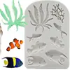 Algas Pescado Vida Marina Decoración Molde de Silicona Adornos Adornos de Yeso Jabón Molde para Hacer Micro Paisajes