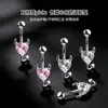 Piercing de Umbigo Duplo com Espinhos em Aço Inoxidável e Liga de Titânio F136 com Zircônia em Formato de Coração 3A, Piercing da Moda Estilo Europeu e Americano para Mulheres