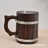 Taza de agua de madera vintage con revestimiento de acero inoxidable, taza de agua, taza de cerveza, pino, cerveza de barril, taza de madera, copa de vino al por mayor
