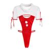 Guiruo Terciopelo Lencería Sexy Transparente Recorte Tentación Decoración de Felpa Sexy Conjunto de Uniforme Navideño de Una Pieza 2755
