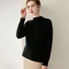 ¡Estilo elegante y maduro! Suéter de cachemira de una sola pieza sin costuras con cuello redondo para mujer, suéter base de punto adelgazante para otoño e invierno