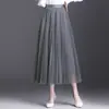 Saia Plissada de Renda da Moda para Mulheres Outono/Inverno 2026 Nova Cintura Alta Emagrecedora Comprimento Médio Elegante para o Trabalho Saia Evasê