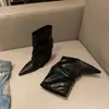 Botas de tacón alto apilado plateadas Chuyuji para mujer, Botines elegantes de punta para mujer petite, Otoño e Invierno