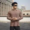 Estilo Novo Primavera e Outono Veludo Alemão Fitness Muscular Masculino Treinamento de Basquete Camisa Esportiva Solta de Manga Longa com Golas