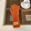 Guantes largos de montar con etiqueta de tela del alfabeto coreano 2024, guantes de conducción de muñeca tejidos cálidos para otoño e invierno para mujer
