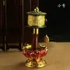 Novo Pingente Tibetano de Camada Dupla com Oito Símbolos Auspiciosos e Mantra de Seis Caracteres, Formato de Disco Redondo, Cor Bronze, Sem Base, Liso, Tamanho Pequeno