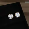 Pendientes Cuadrados Geométricos Brillantes con Microincrustaciones de Circonita para Mujer, Pendientes de Lujo de Nicho de Gama Alta, Accesorios de Oreja de Moda y Versátiles