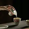Shanding tazón de cubierta rosa estilo brumoso pintado a mano gres color rosa tazón de té de cumpleaños melocotón juego de té kung fu tazón de té individual taza de té