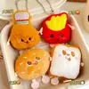 Pingente de Pelúcia Comida Simulação Formato de Hambúrguer Batata Frita Torrada Boneca Macia Fofa Chaveiro Ornamento para Mochila de Aluno do Ensino Fundamental